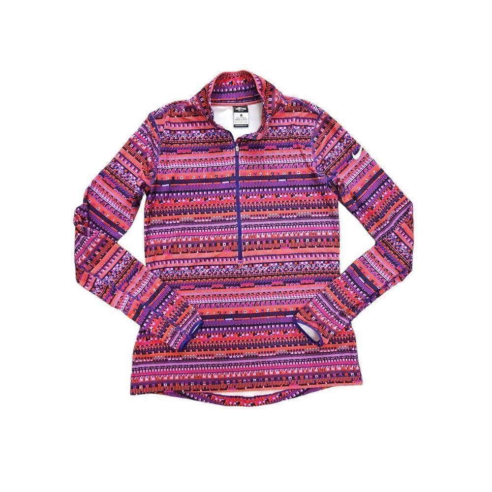 NIKE PRO women 1/4 zip Large Performance  lightweight pullover multicolor